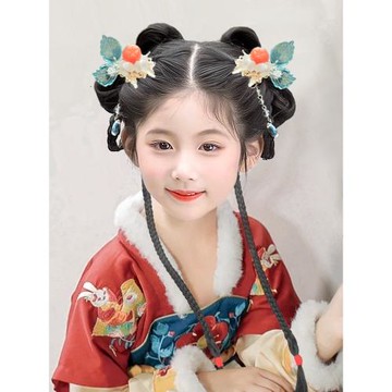 漢服頭飾兒童拜年服發飾女童頭花寶寶新年發箍中國風古裝流蘇頭箍