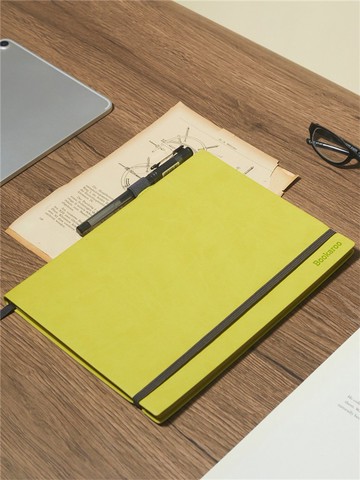 B5撞色皮質筆記本 自帶收納袋&筆插 學習書寫摘抄筆記 Bookaroo