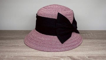 英倫蝴蝶結淑女帽-櫻花粉 針織帽 漁夫帽 紙線編織 可水洗 台灣製