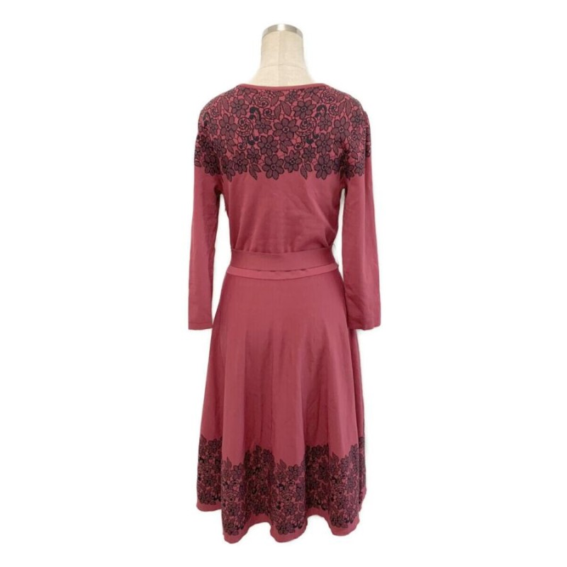 エムズグレイシー ワンピース Burgundy Knit Dress 花柄 長袖 40 | LINEブランドカタログ