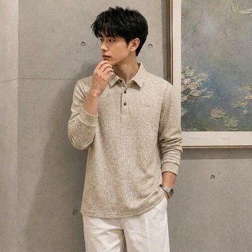 KissDiamond 純色休閒翻領長袖POLO衫(雅痞/純色/POLO衫/KDTQ-6889)