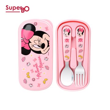 SuperBO 幼兒不鏽鋼匙叉組(附盒) 米妮