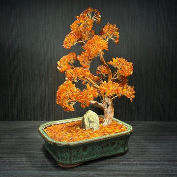 【騰彪琥珀】天然琥珀樹擺件 實木樹幹 手工銅線穿繞 自然木生長