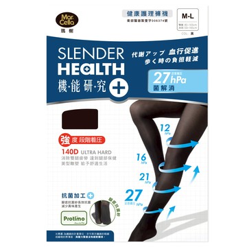 機能研究+140丹抗菌著壓機能褲襪 - 一般 / 黑