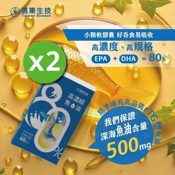 【信東生技】頂級萃取深海魚油軟膠囊 2入組(60粒/盒)