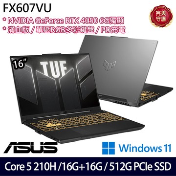 《ASUS 華碩》 FX607VU-0103A210H(16吋FHD/C 5 210H/16G+16G/512G SSD/RTX4050/Win11/特仕版)