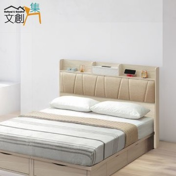 文創集 盧克5尺雙人皮革床頭片(不含床底＋不含床墊)-150x14x103cm免組
