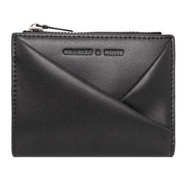 CHARLES & KEITH Midori 摺疊短夾 - 黑銀
