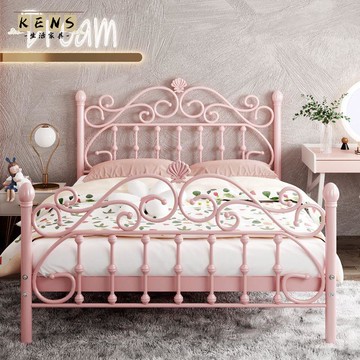 免運 附發票 單人床 雙人床 家用床 家用鐵藝床加厚加固簡約現代公主床1.8米雙人床輕奢單人1米鐵架床工廠現貨直銷 全館八折 售後保障 5k111 店長新品推薦