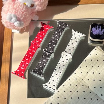 愛心波點硅膠磁吸錶帶 適用於Apple watch11錶帶 iwatch錶帶 全系列通用錶帶 當季錶帶