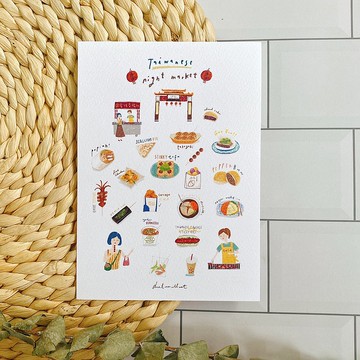 台灣夜市款 | Meteorillust插畫水彩紙明信片