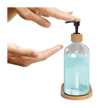 AHOYE 透明竹紋按壓瓶 500mL-2入 (沐浴乳 洗髮乳 分裝瓶 洗手乳)