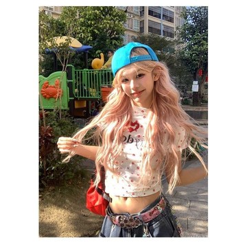 【臺灣有貨】2025新款法式慵懶風滿印狗爪短袖T恤女夏季時尚修身顯瘦短款上衣