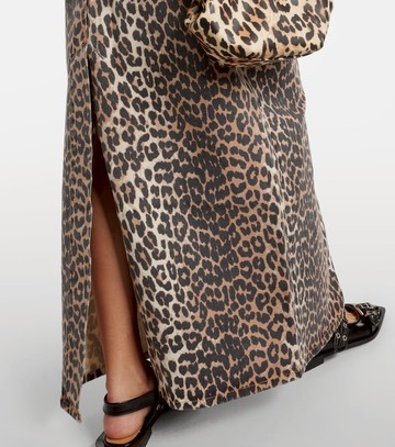 Ganni Leopard-print denim maxi skirt