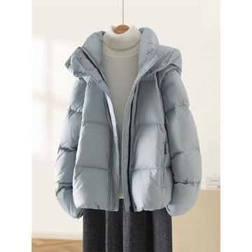IHIMI海謐藍色兩穿羽絨服女2025冬季新款今年流行爆款短款外套