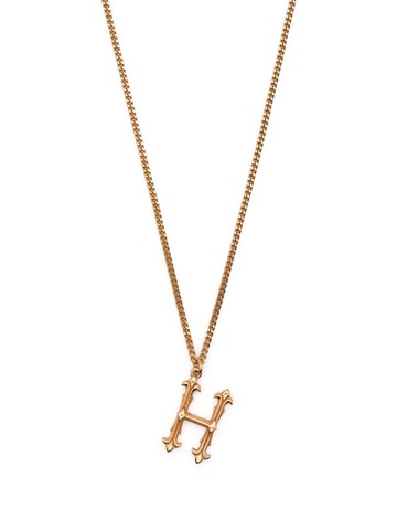 Emanuele Bicocchi - H letter-pendant chain necklace - unisex - 24kt Gold Plated Sterling Silver/Sterling Silver - One Size