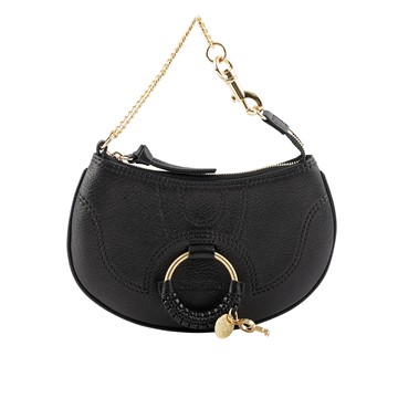 SEE BY CHLOE HANA 山羊皮勾釦手提包(黑色) CHS23APB23305001