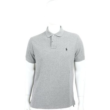 Polo Ralph Lauren 小馬刺繡混線灰色短袖POLO衫 上衣(男款/Custom Fit)