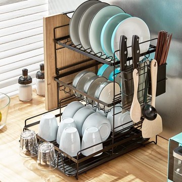 廚房置物架用品用具碗碟餐具收納架碗筷收納盒碗櫃洗放晾瀝水碗架 ATF 免運 開發票