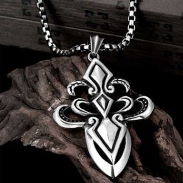 鈦鋼項鍊 鏤空吊墜-歐美復古船錨十字架情人節生日禮物男配件73cm52【獨家進口】【米蘭精品】