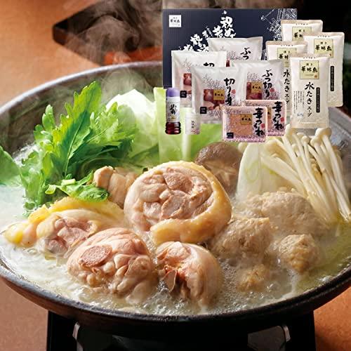 博多華味鳥 水炊き 鍋セット ７〜８人前 水たきスープ 鶏肉入り つくね 博多ぽん酢 柚子胡椒 ギフトボックス入り