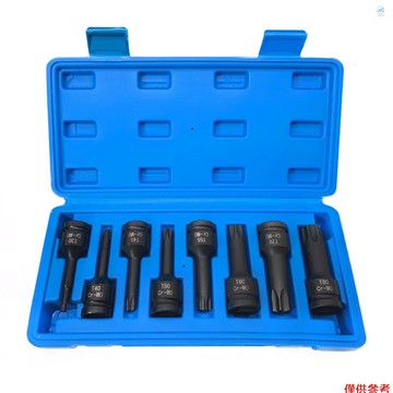 Crtw 1/2in 驅動衝擊 Torx 星形鑽頭套筒組 T30 T40 T45 T50 T55 T60 T70 T80