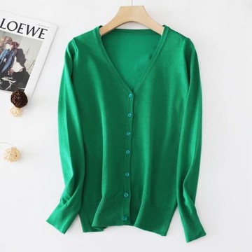 外貿剪標尾單V領針織衫外搭開衫外套薄毛衣春秋6XL加大碼特大女裝