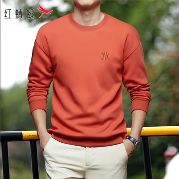 紅蜻蜓長袖t恤男士休閑打底衫上衣2026年春季新款潮圓領衛衣男