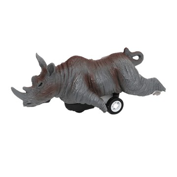 日本Magnets動物運動會系列擬真動物造型桌上跑跑迴力車(犀牛款)