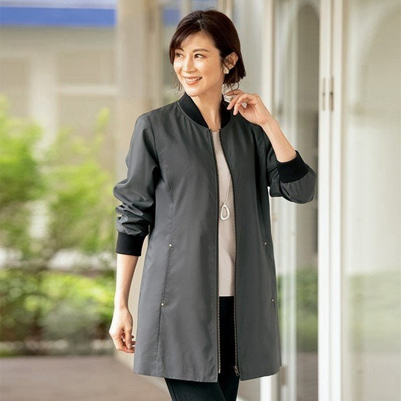 ジャケット アウター レディース 秋 冬 リブ使いロングジャケット 50代 60代 70代 80代 ミセスファッション シニアファッション 服 通販 Lineポイント最大0 5 Get Lineショッピング