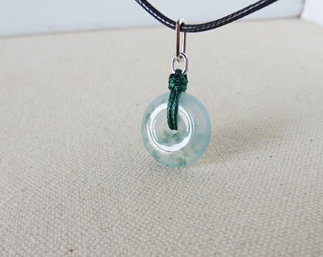 純銀*本命年【平安如意】冰飄花翡翠韓國蠟線項鍊NA07招財、開運