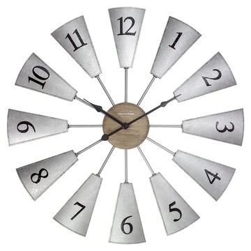 PRESENTIME 現代摩登風車掛鐘  淺灰色