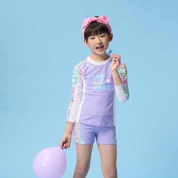 台灣製造現貨萊卡女童七分袖短褲二件式泳裝(附帽)【36-66-H75802-25】ibella艾貝拉