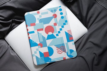 幾何美學 X 城市中的富士山 防摔皮革IPAD保護套 三折款 附筆槽位