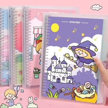 可愛少女心活頁本可拆卸卡通女孩高顏值筆記本記事本子學生A5B5方格橫線替芯可替換內芯活頁本INS風活頁夾