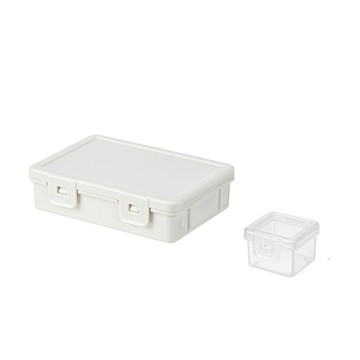 【日本霜山】日系扁形款PP收納盒(附內盒X6)-3入-白色