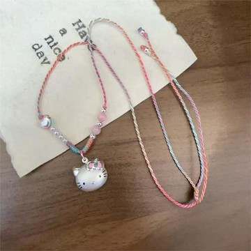 足銀999hellokitty貓純銀項鏈六一兒童節閨蜜女友生日禮物情侶