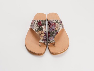 愛花涼鞋sandals- 復古日花布