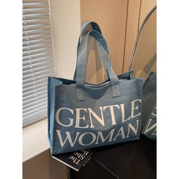 字母托特包帆布大容量單肩包學生通勤包早春媽咪手提包女街頭潮流