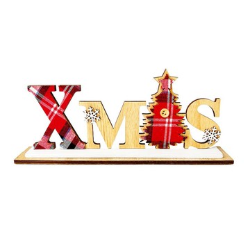 MODACore 24cm蘇格蘭格紋聖誕快樂XMAS英文字牌擺飾