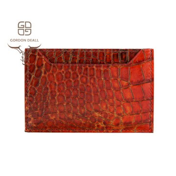 【Gordon Deall】鱷魚壓紋卡片夾﹙秋橘黃色﹚  20202000306