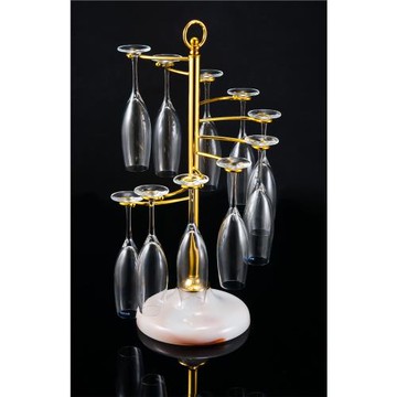 酒柜擺件紅酒杯簡約鐵藝歐式旋轉酒架香檳杯架金色不銹鋼玻璃杯架