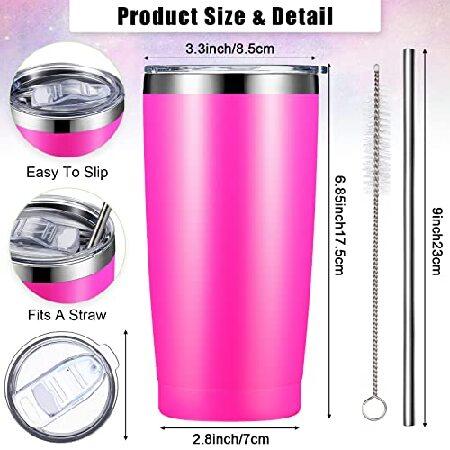 20 Pack Insulated Coffee Tumbler 20oz Stainless Steel Vacuum Travel Tumbler Cup with Lid and Straw Powder Coated Coffee Cup Mugs for Cold or Hot Drink