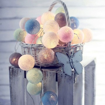 洛陽牡丹 LED馬卡龍棉線球燈串生日佈置背景牆ins寶寶帳篷搭配裝飾室內串燈