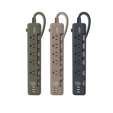 6開5插3USB過載保護延長線 1.8米-3.5A大輸出-HPS1651 霧灰