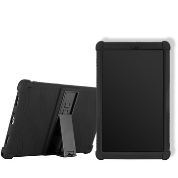 VXTRA 三星 Samsung Galaxy Tab A7 Lite 全包覆矽膠防摔支架軟套 保護套(黑) T225 T220