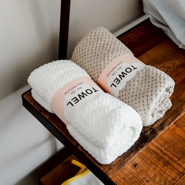 #新年開運 本月新品 【UD LAB】方格珊瑚絨柔軟毛巾 兩色售 CB-H03001