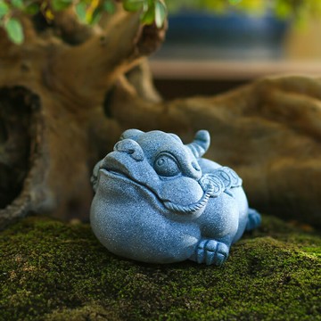 創意招財金蟾砂巖家居裝飾擺件三足蟾蜍茶寵桌面花園庭院魚缸造景