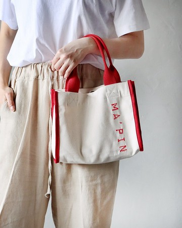 Basic系列S號－手提托特包 原色x紅