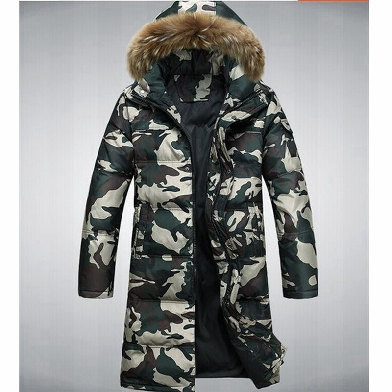 ダウンジャケット迷彩ロングダウンコートフード付きベンチコートメンズショートブルゾンコートアウター 通販 Lineポイント最大get Lineショッピング
